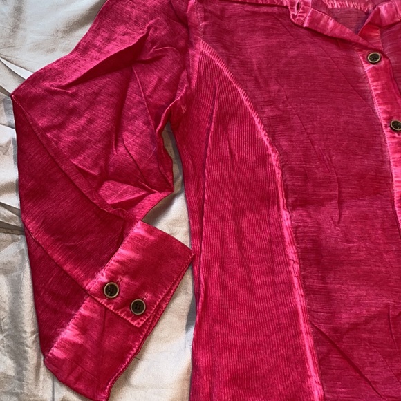 Style & Co. button down garment dyed semi sheer shirt NWOT Pink size PM - Picture 8 of 11